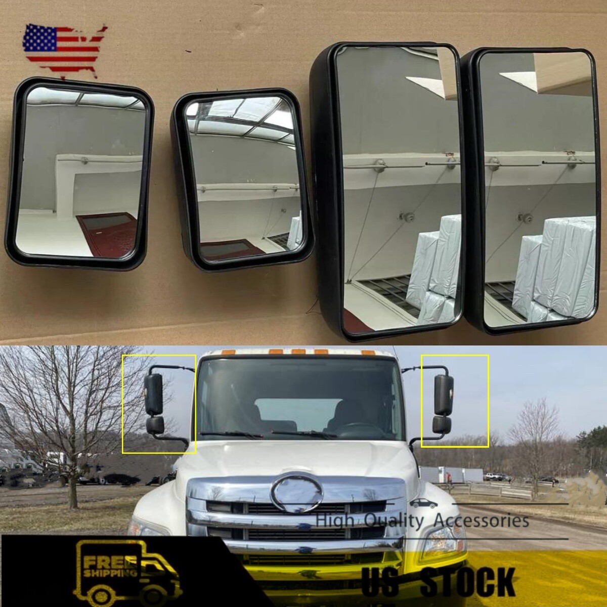 4X For 2008-2020 HINO 145 165 238 258 268 338 7.7L Left+Right Side Door Mirror 4X For 2008-2020 HINO 145 165 238 258 268 338 7.7L Left+Right Side Door Mirror
