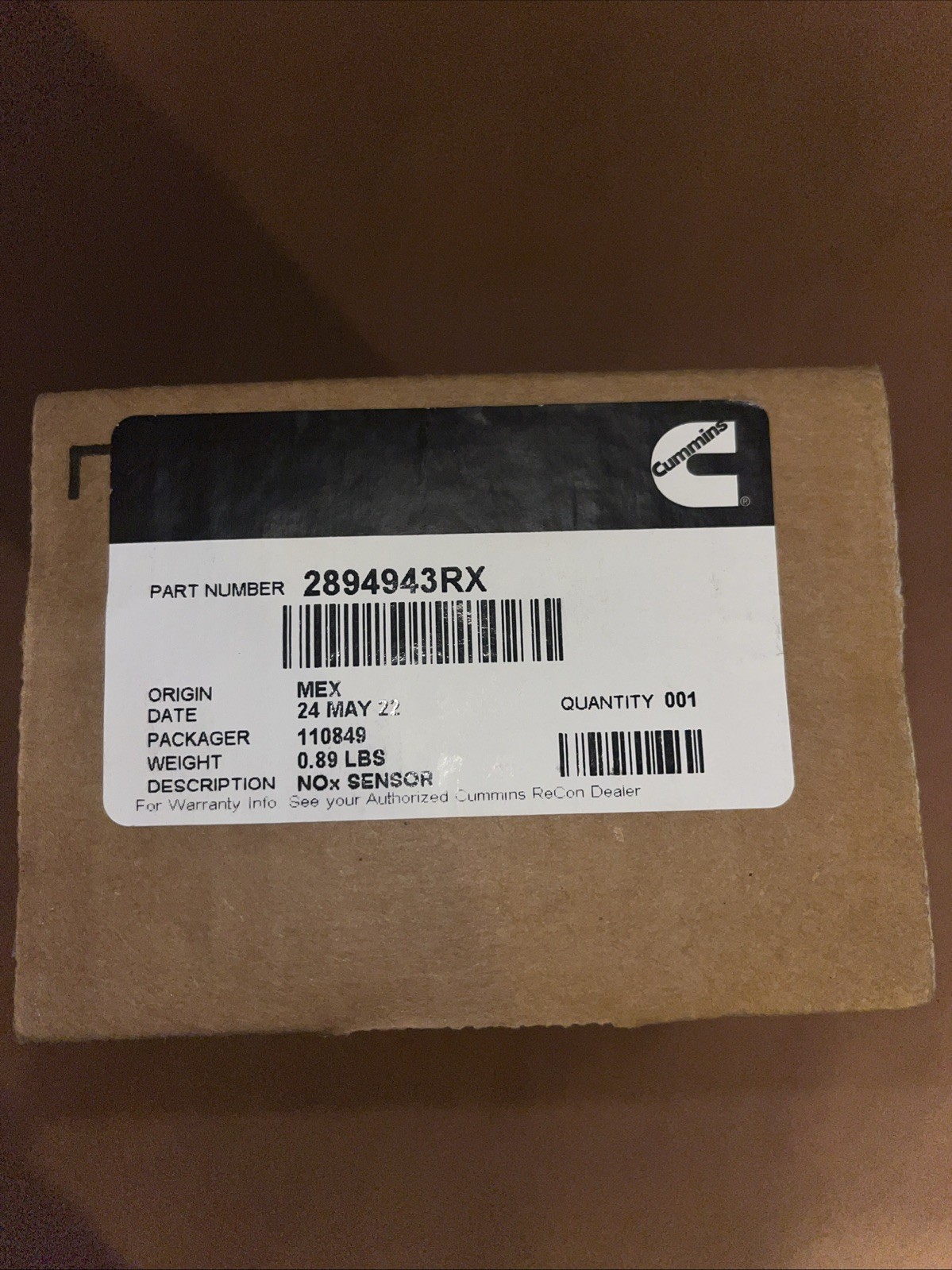 Cummins 2894943RX Outlet NOX Sensor | Post Catalyst Nitrogen Oxide Sensor