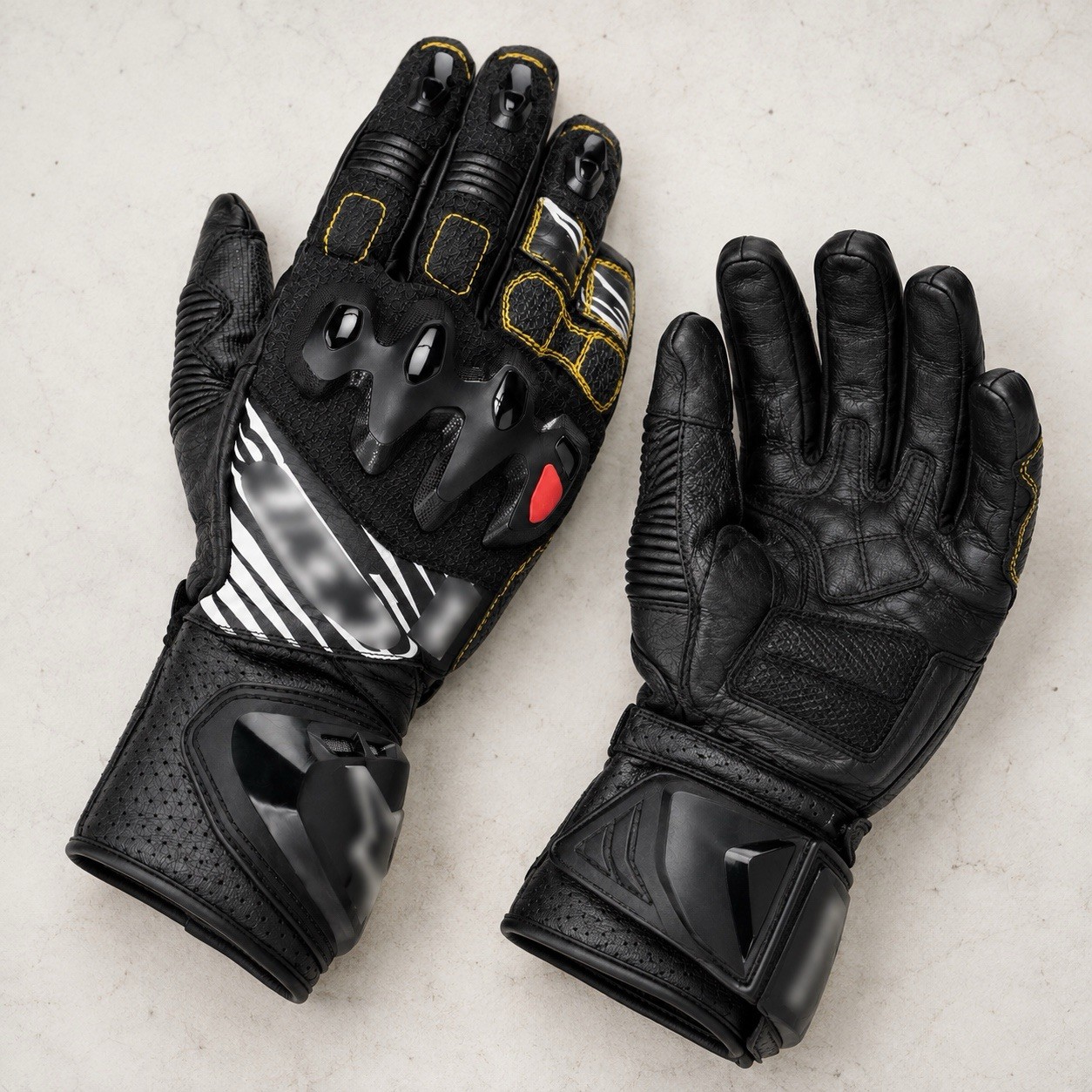 Men’s Motorcycle Riding Gloves Black Leather Racing Protective Motorbike Gloves