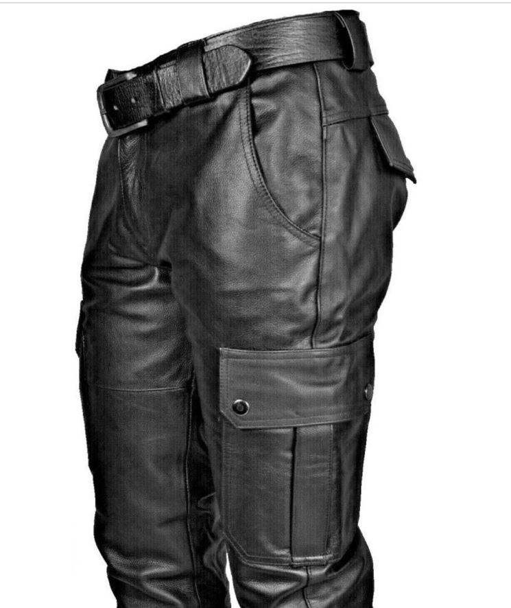 Men's Black Motorbike Leather Jeans Pant Handmade Genuine Leather Biker Trousers
