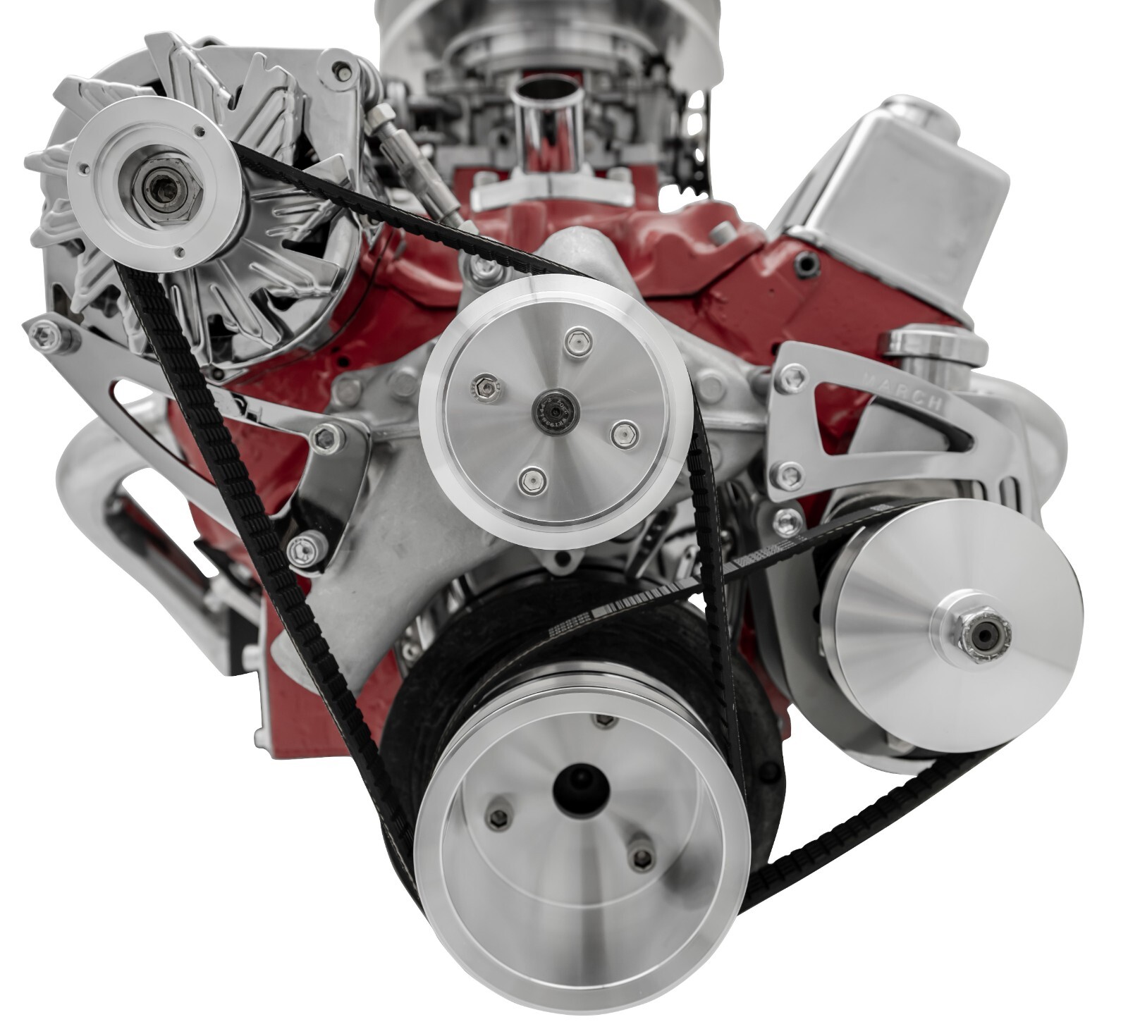 Small Block Chevy Serpentine Conversion New Steel Bracket Billet Pulley SBC 350 Small Block Chevy Serpentine Conversion New Steel Bracket Billet Pulley SBC 350