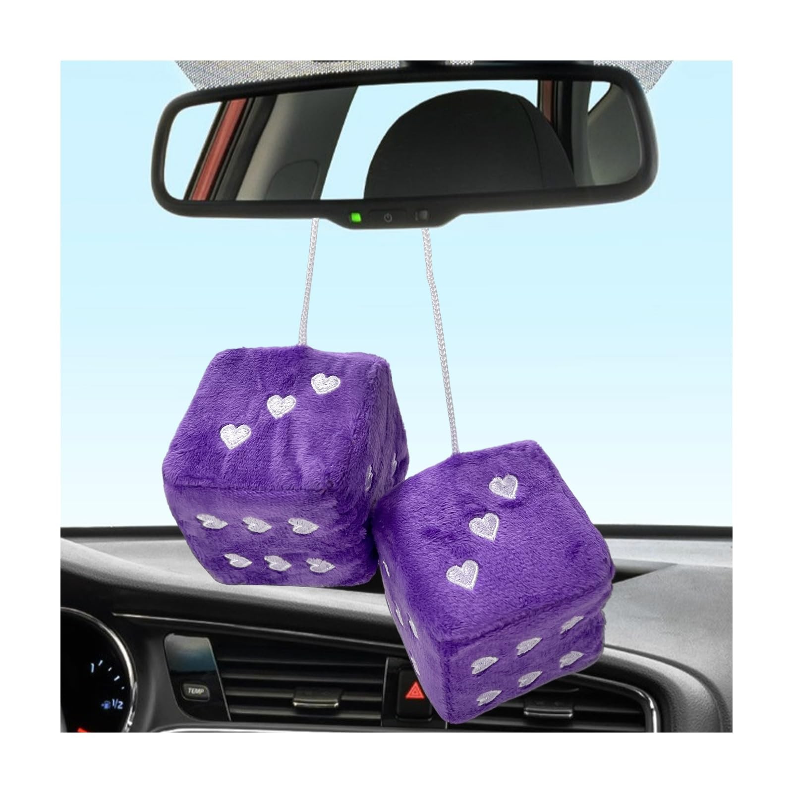 Yourkar 2 PCS Fuzzy Plush Dice for Car Rearview Mirror, 3\'\' Retro Purple Yourkar 2 PCS Fuzzy Plush Dice for Car Rearview Mirror, 3\'\' Retro Purple
