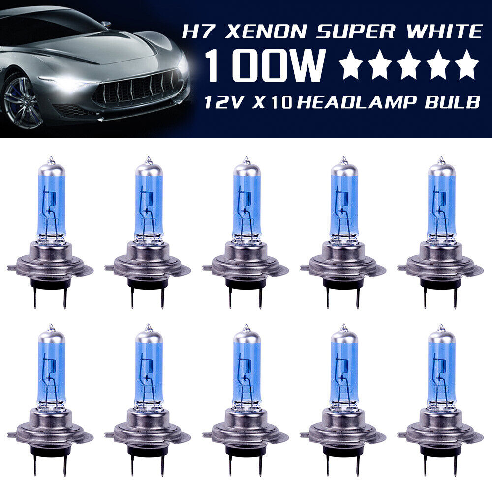 10pcs H7 Headlight bulbs Xenon Optic Halogen Lamps Super White 12V 100W 6000K*