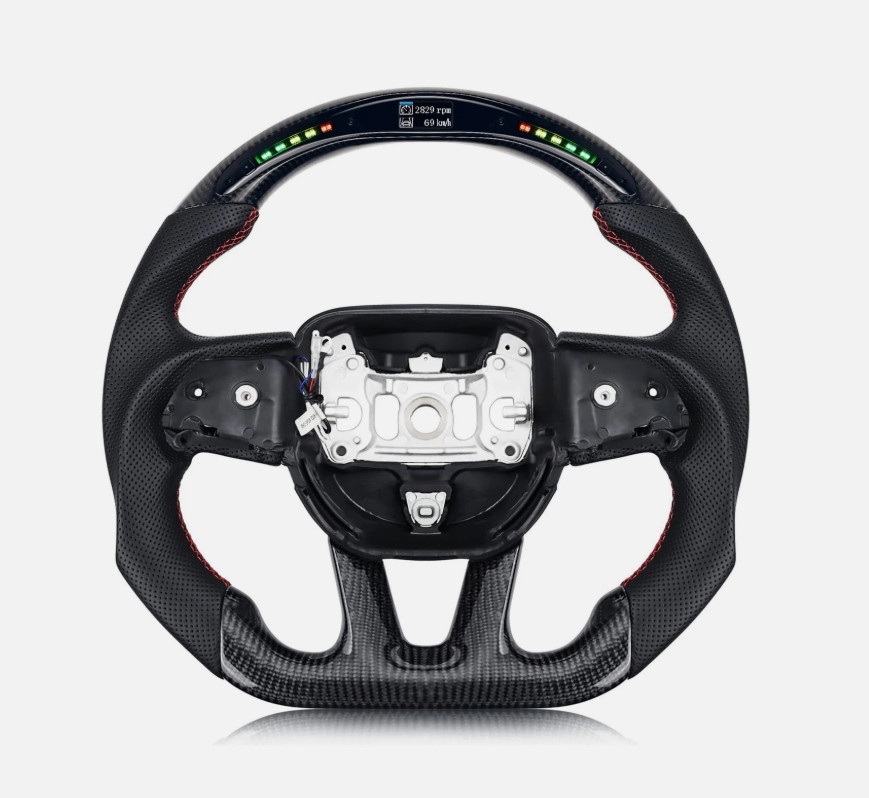 For Dodge Hellcat Charger Durango SRT Carbon Fiber LED Steering Wheel 15+