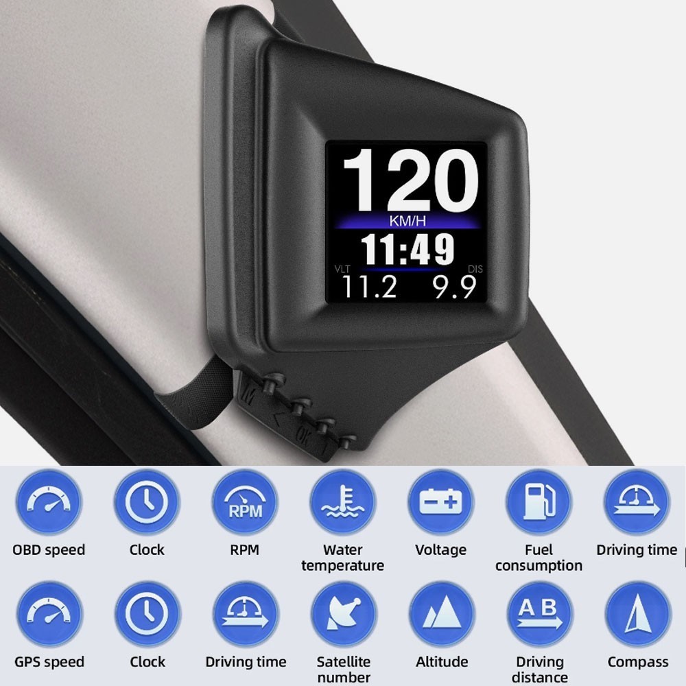 GPS OBD2 Car Auto Head Up Display HUD Driving Computer Temperature Gauge New