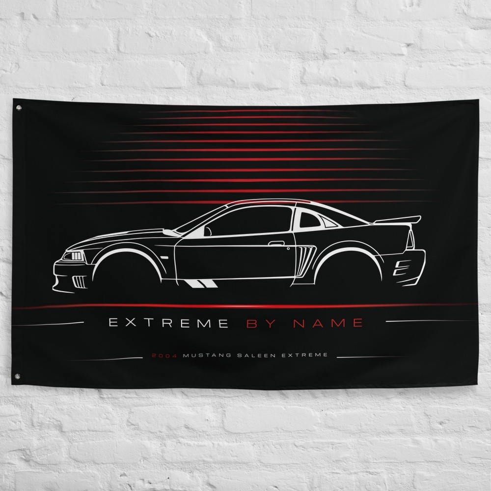 Mustang Saleen Extreme 2004 Car Silhouette Flag 3x5 ft Garage Banner Wall Decor