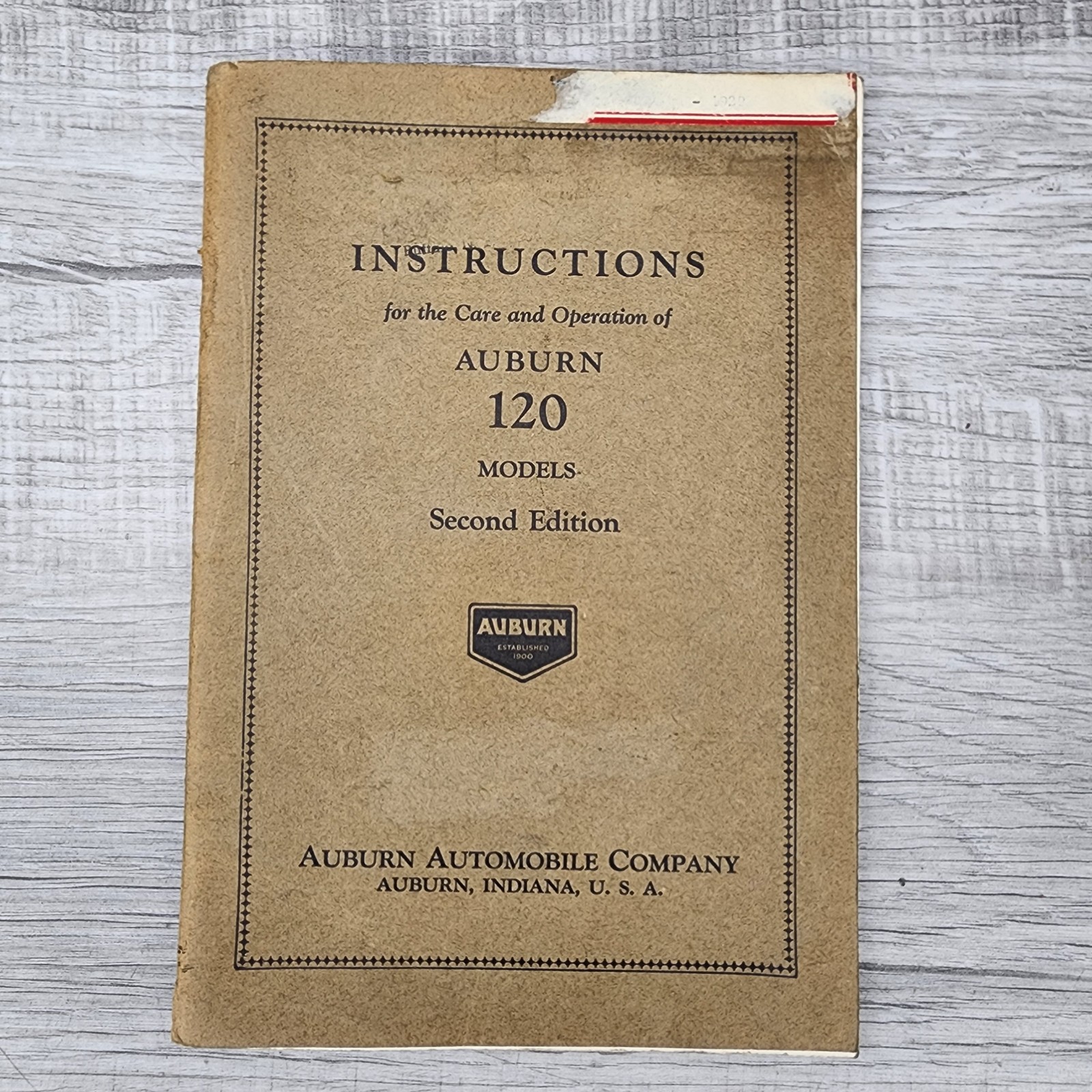 Instructions for the Care & Operation of Auburn 120 Models 2nd Edition 1929
