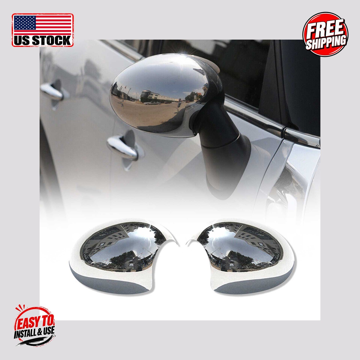 MINI CLUBMAN R55 2007-2014 Mirror Cover S.Steel Gloss Silver 2 Pcs