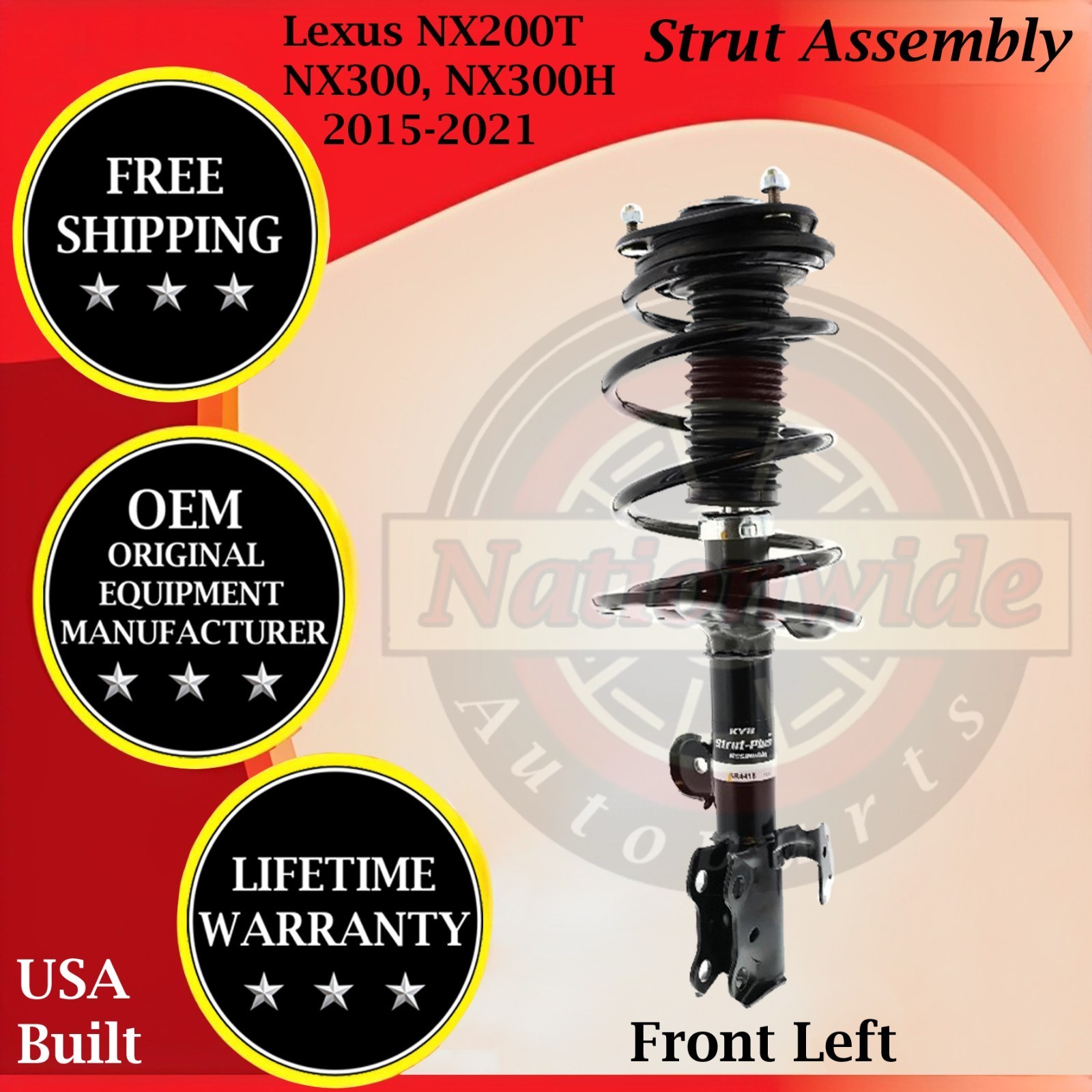 KYB OEM Front Left Strut 2015-2021 Lexus NX200T/NX300/NX300H Lifetime Warranty