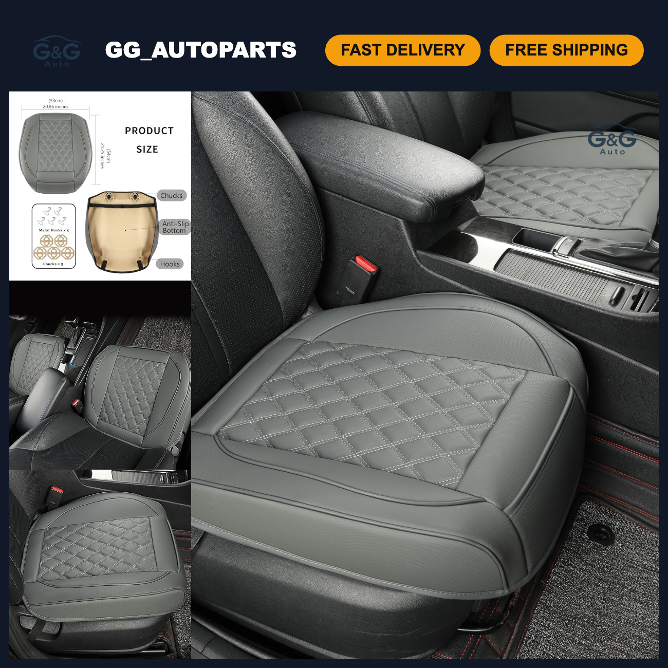 2 Pack Waterproof Leather Car Seat Covers, Anti-Slip Luxury Protectors for SUV,