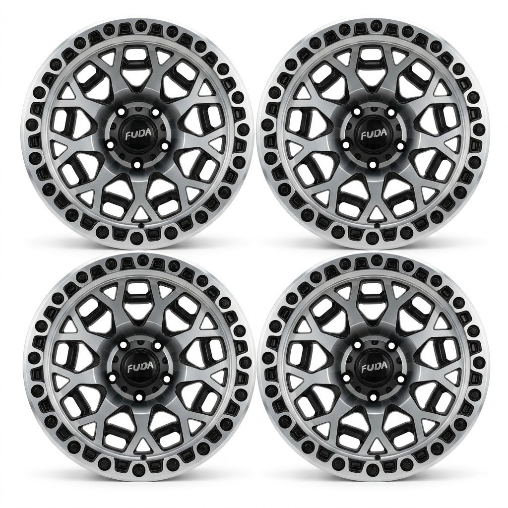 4 PCS 17 X 9 In Black Machined Face Wheels Rim PCD 5 x 5 ET -15mm Offset CB 73.1