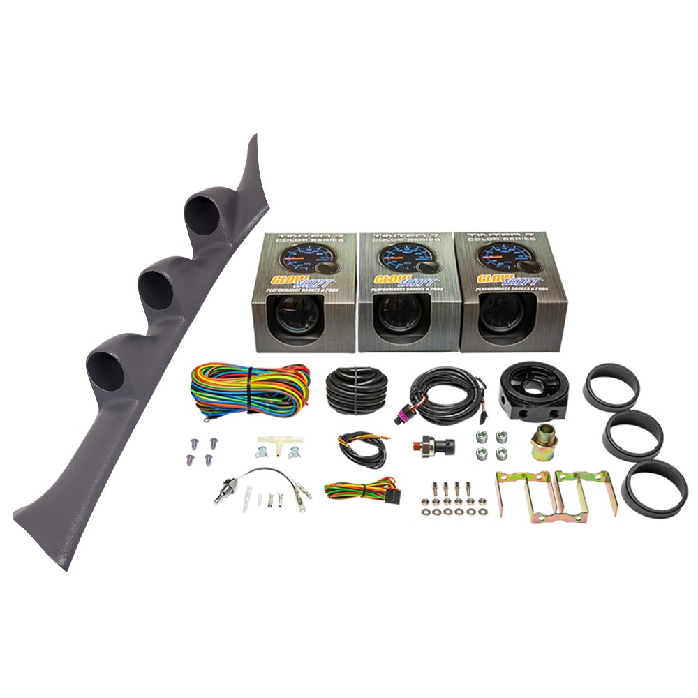 GlowShift Boost/Oil Press/Water Temp Gauges & Gray Pod Fits 95-99 Eclipse 2 Gen