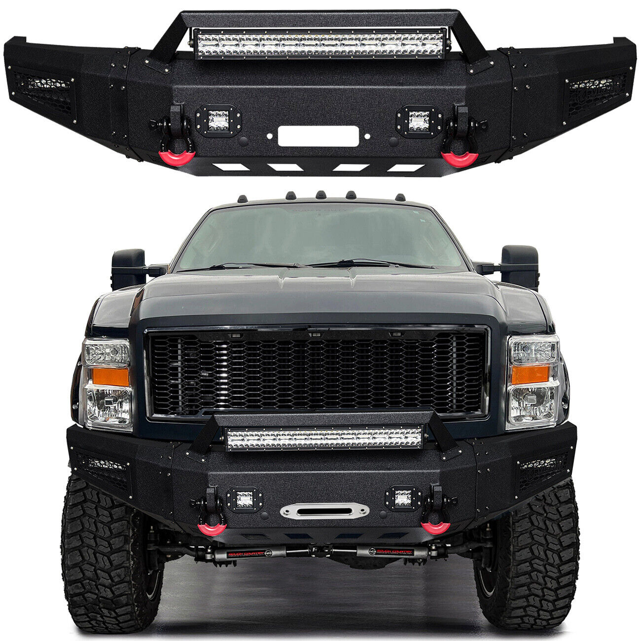 Vijay Fits 2008-2010 Ford F250/F350 Front Bumper With Winch Plate & LED Lights