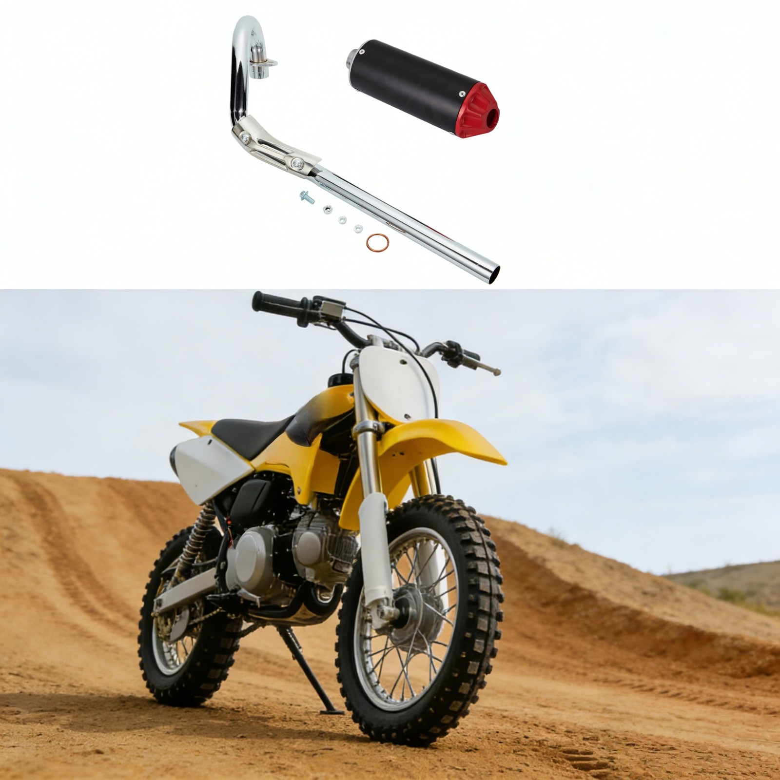28mm Exhaust Pipe with Muffler For Small CC ATVs & Motorcycles