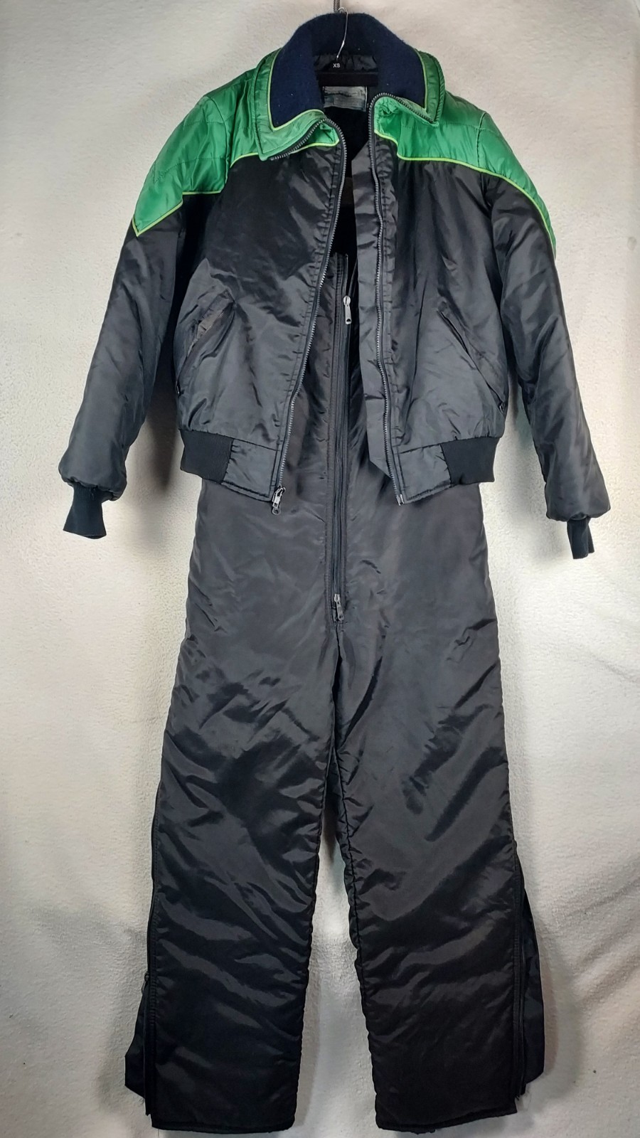 Vintage Lakewood Sportswear Snowmobile Suit Jacket Bib Pants Mens XL Black Green