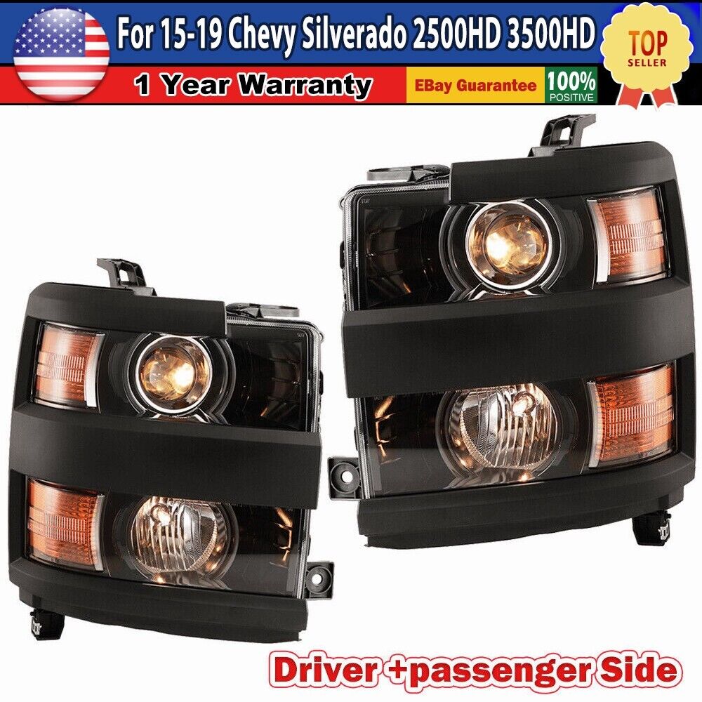 For 2015-2019 Chevy Silverado 2500 3500 HD Projector Headlights Plug&Play PAIR