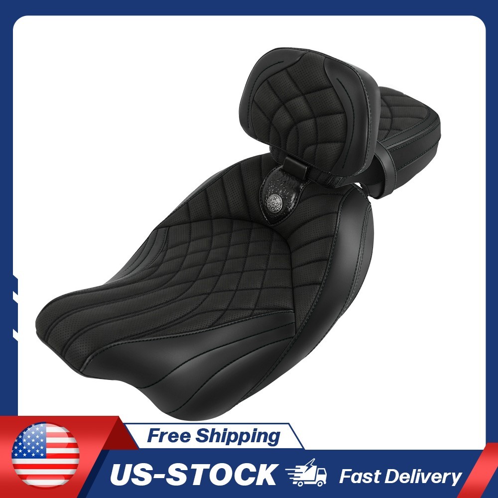 Front Rear Seat w/ Backrest Pad For Harley Ultra Limited Street Glide 2009-2024