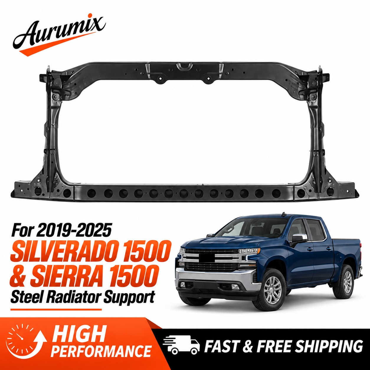 Fits 2019-2025 Chevrolet Silverado 1500 / GMC Sierra 1500 Radiator Support Steel