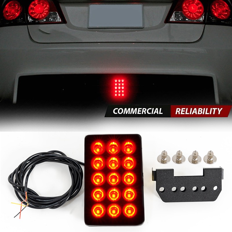 Universal New F1 Style 15 LED Rear Third Strobe Flashing Tail Brake Stop Light