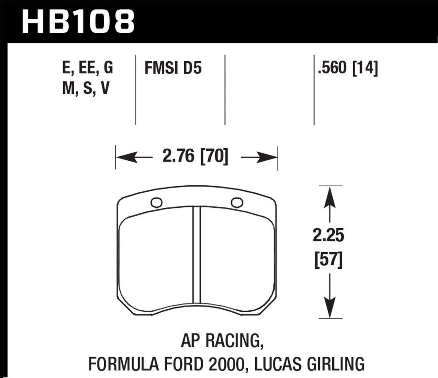 Hawk Performance Hb108e 560 Blue 9012 Disc Brake Pad