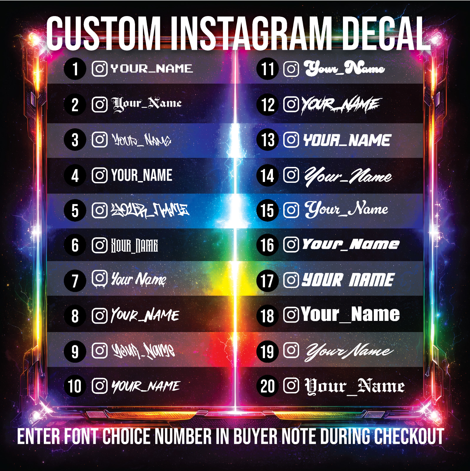 Set of 2 Personalized Instagram Handle Decals for Cars, Trucks Custom Name Decal