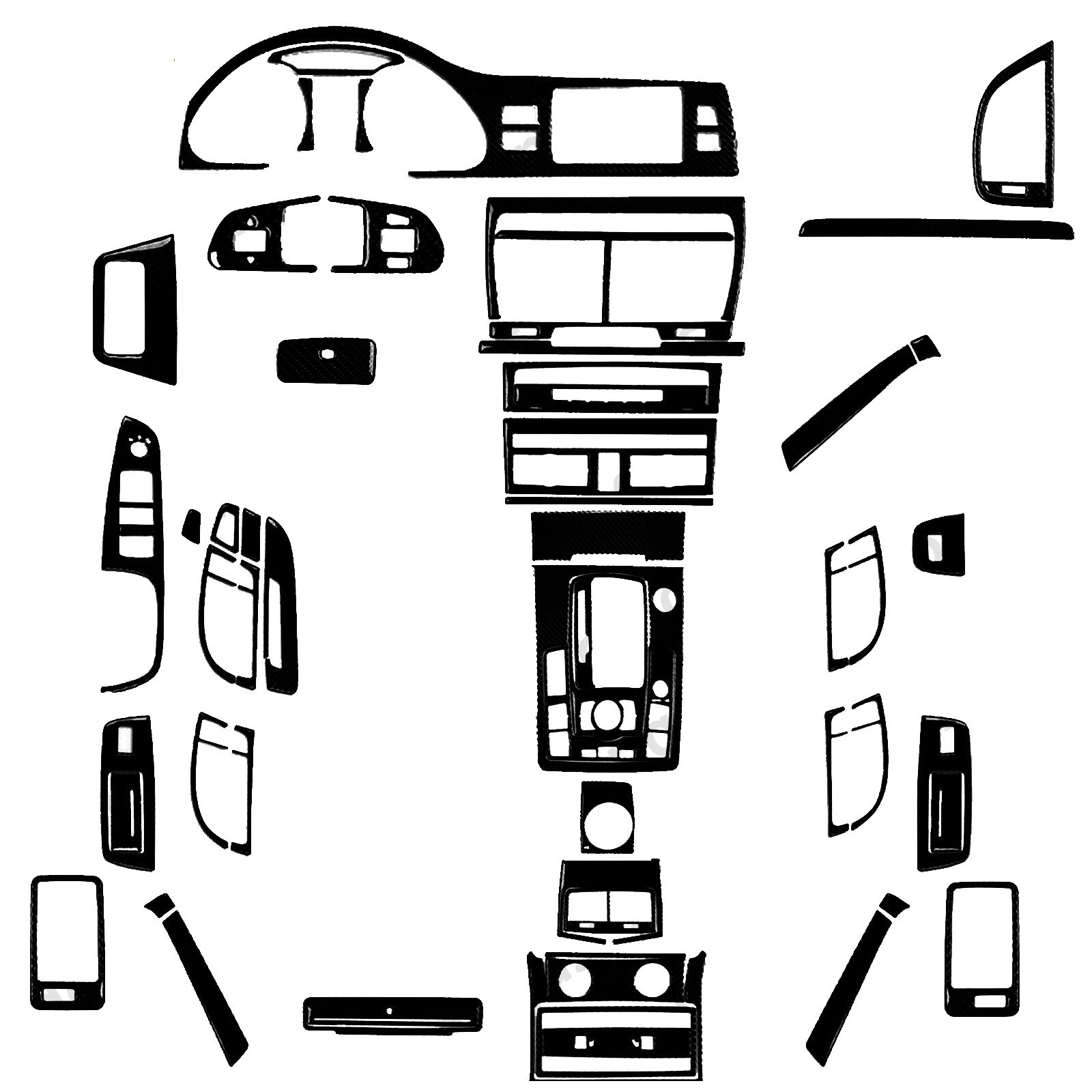70Pcs Glossy Piano Black Kits Full Interior Trim Cover For Audi Q7 4L 07-2015