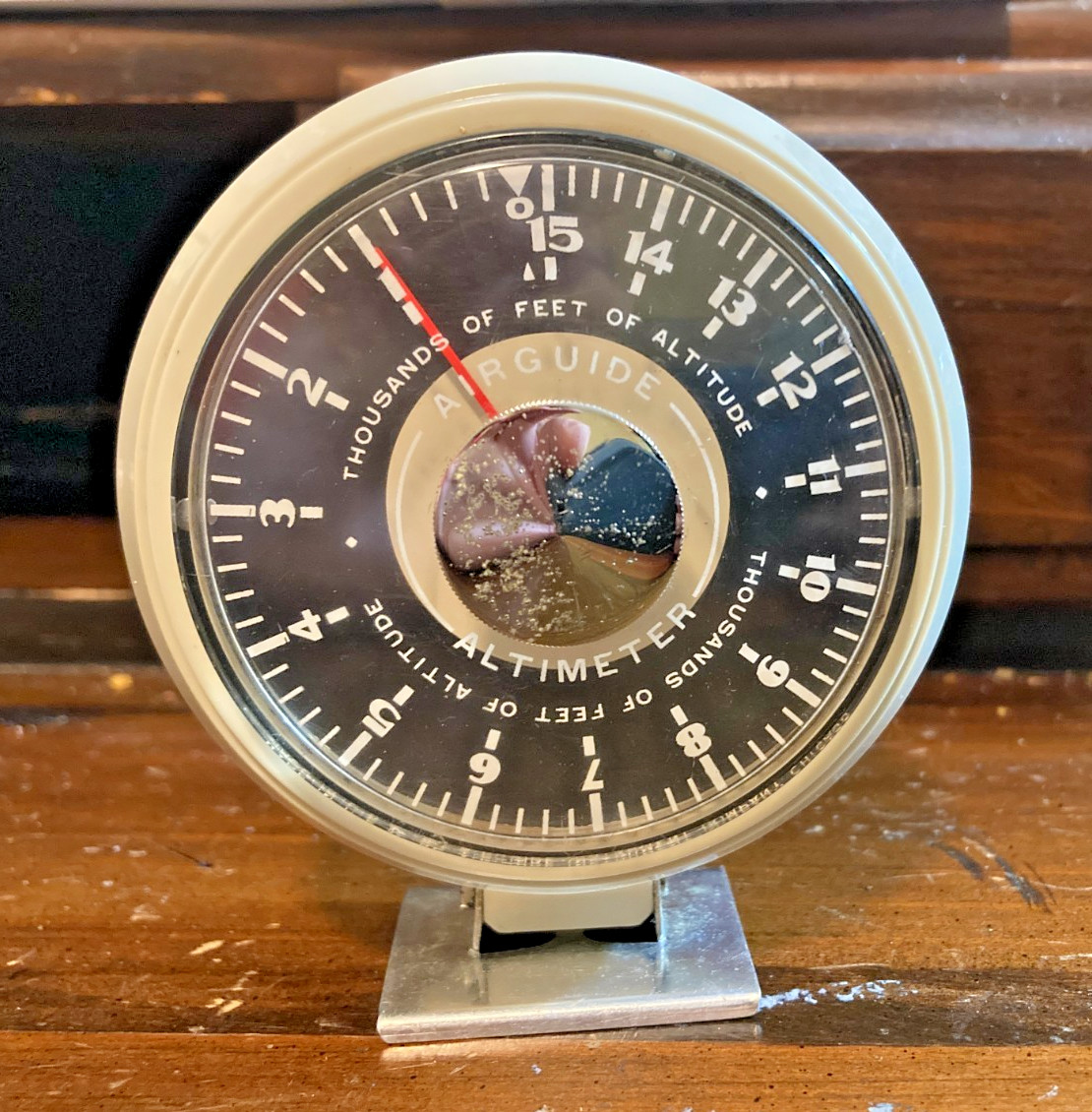 Vintage Airguide Dash Mount Altimeter Gauge White Automobile Accessory 1960s