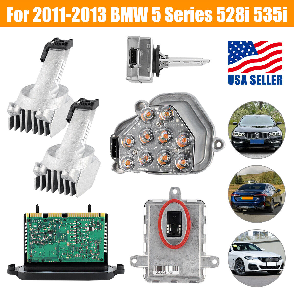 Xenon Ballast Bulb LED Module Diode Kit LH for 2011-2013 BMW 5 Series 528i 535i.