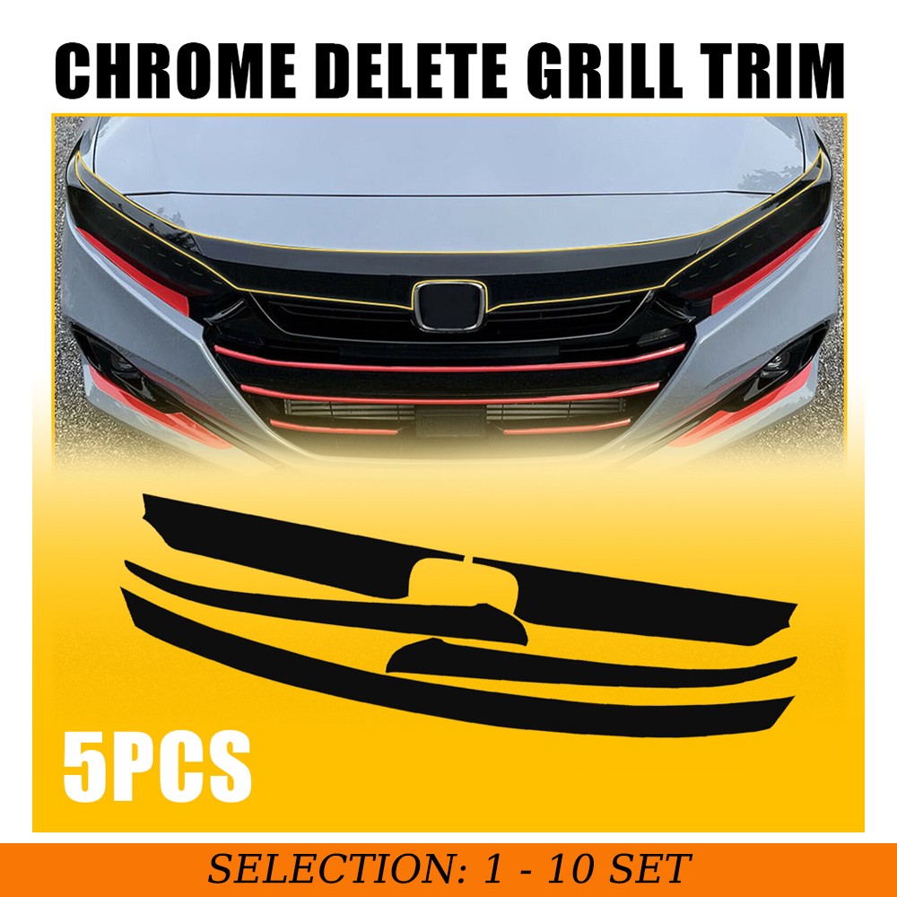 5-50X Gloss Black Front Grill Garnish Vinyl Trim PreCut For Honda Accord 2021-22