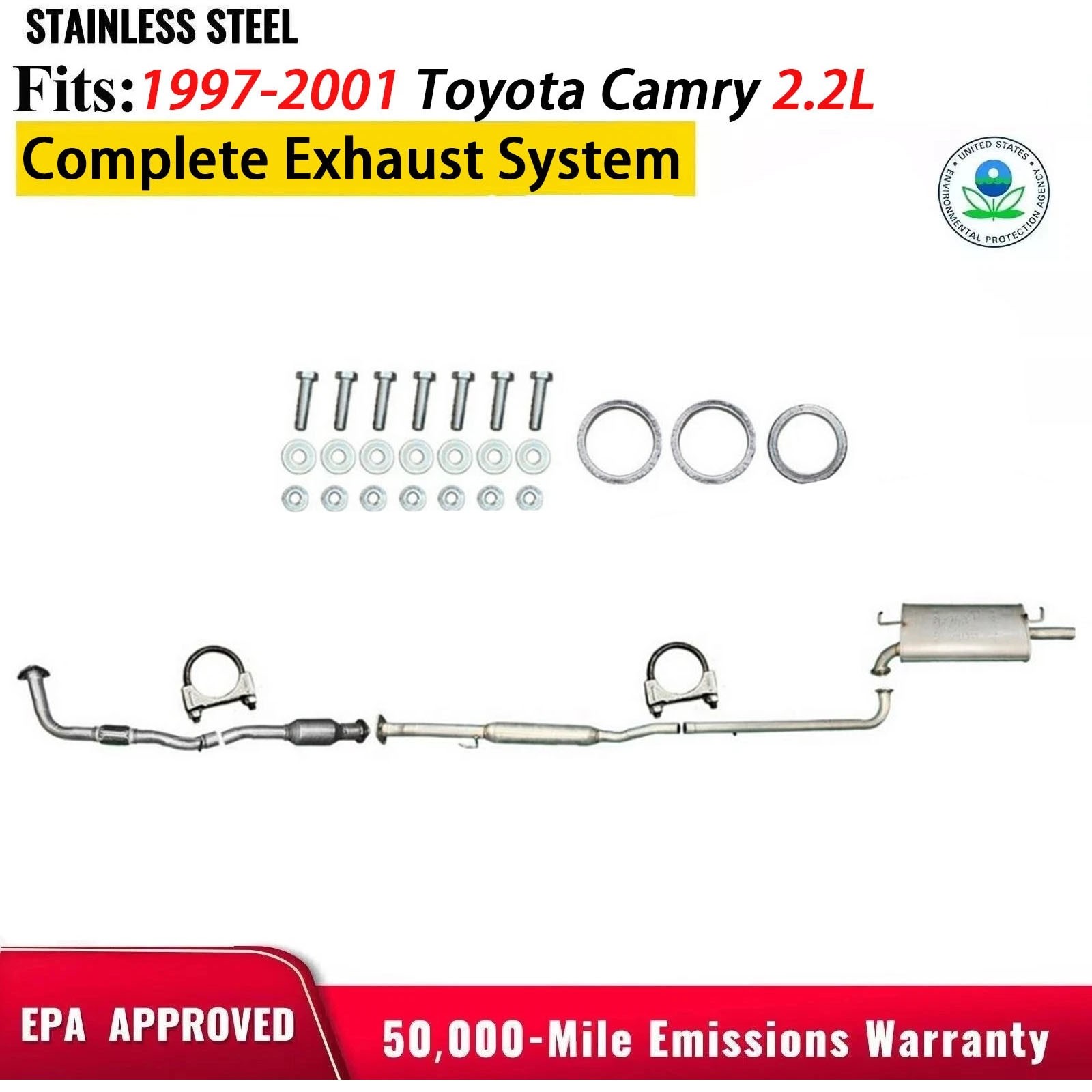Complete Exhaust System For 1997-2001 Toyota Camry 2.2L Federal Emissions New