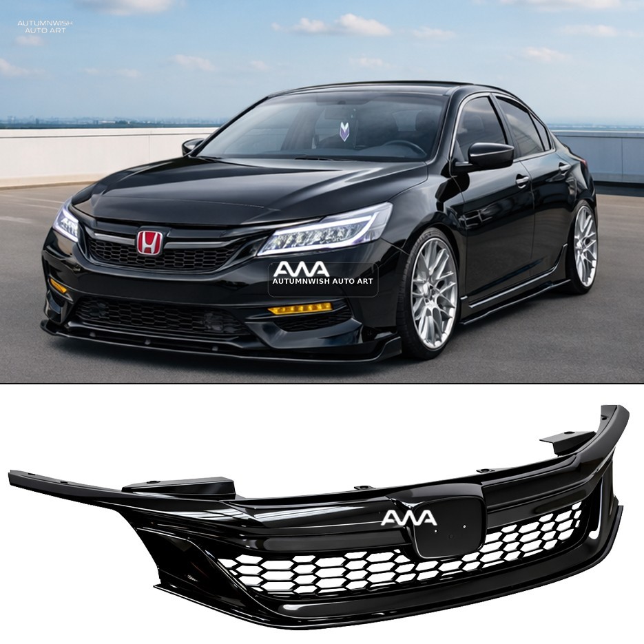 For 16-17 Honda Accord Sedan Glossy Black JDM Sport Style Front Hood Grille For 16-17 Honda Accord Sedan Glossy Black JDM Sport Style Front Hood Grille