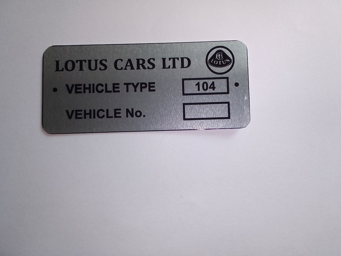 Lotus Omega Vauxhall Carlton Opel Type 104 ID-Plate S103
