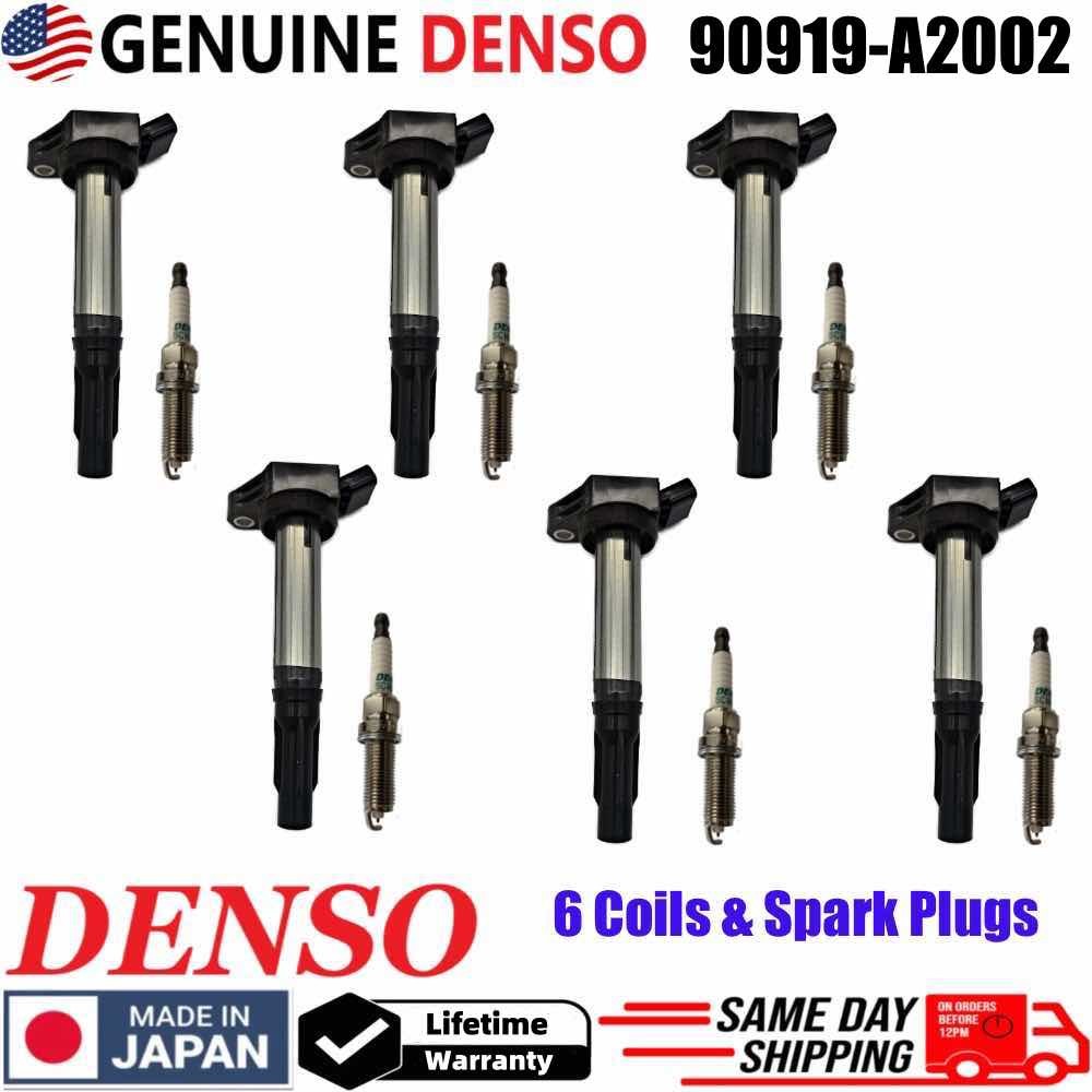 6X OEM Denso Ignition Coil & Spark Plug For 2005-2018 Toyota Avalon 3.5L UF487