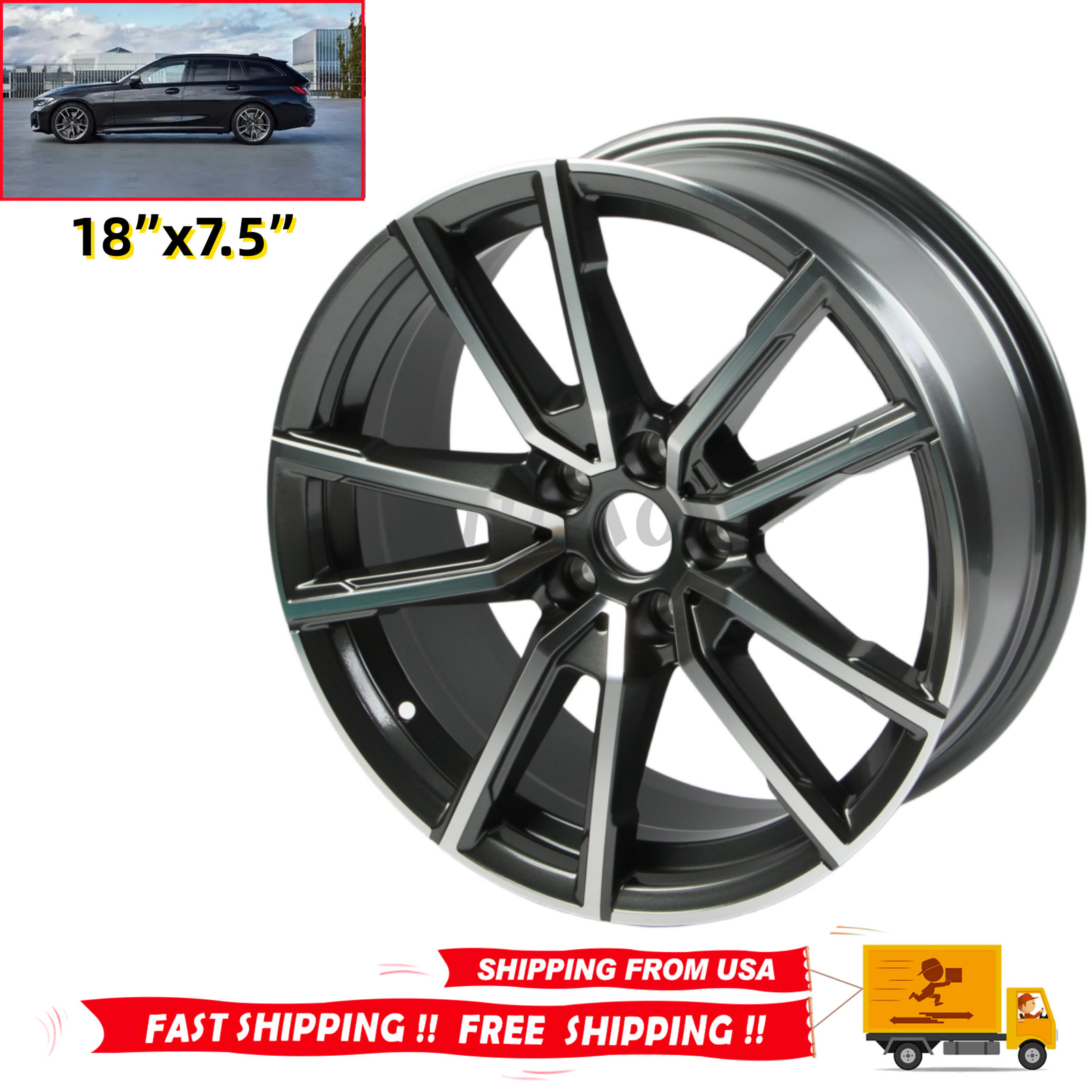 For 2019-2023 BMW 230i 318i 320i 330e 330i 86487 96620 18”x7.5” Alloy Wheel Rim