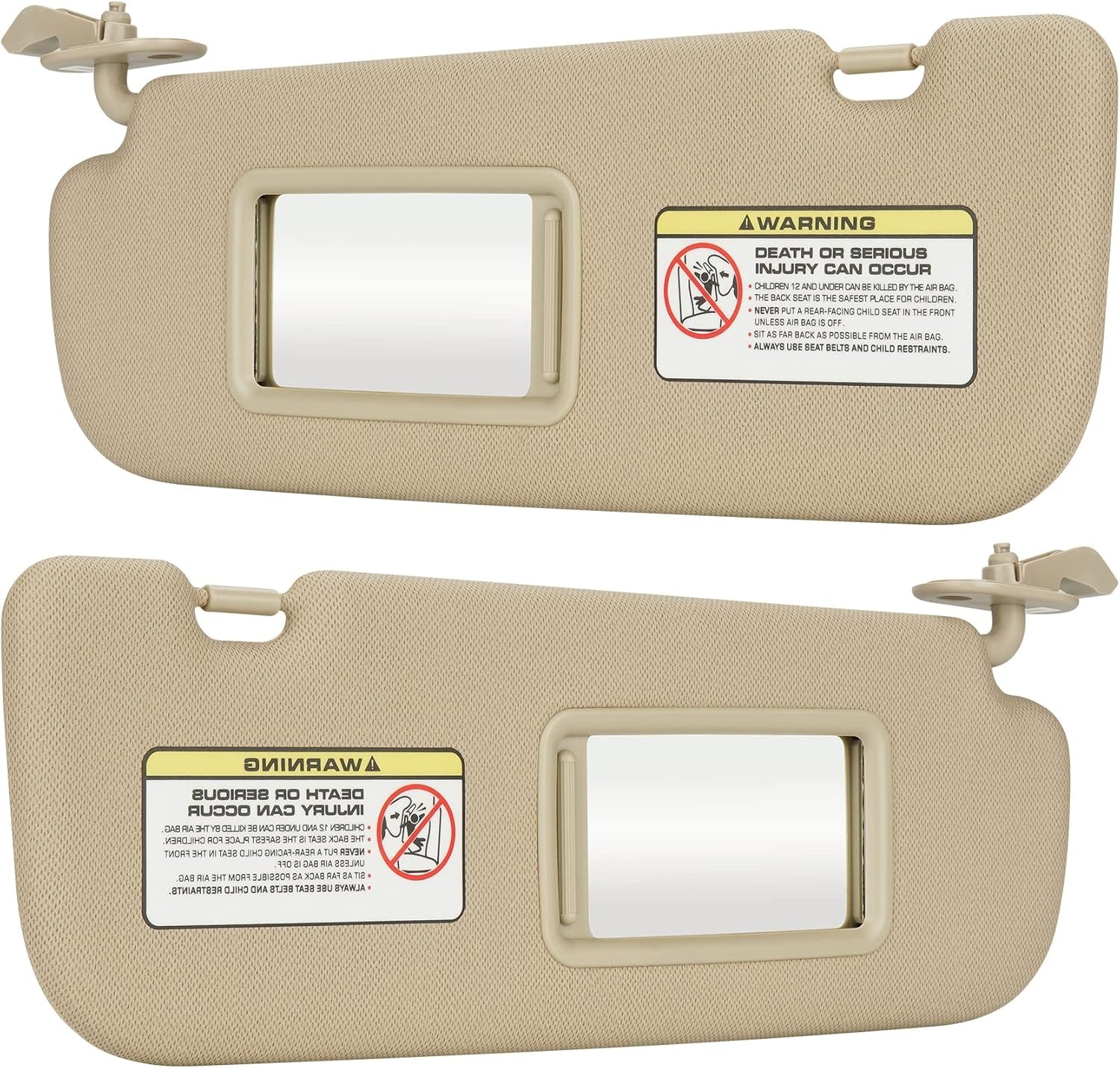 Beige Driver Left + Passenger Right Side Sun Visor Replacement 