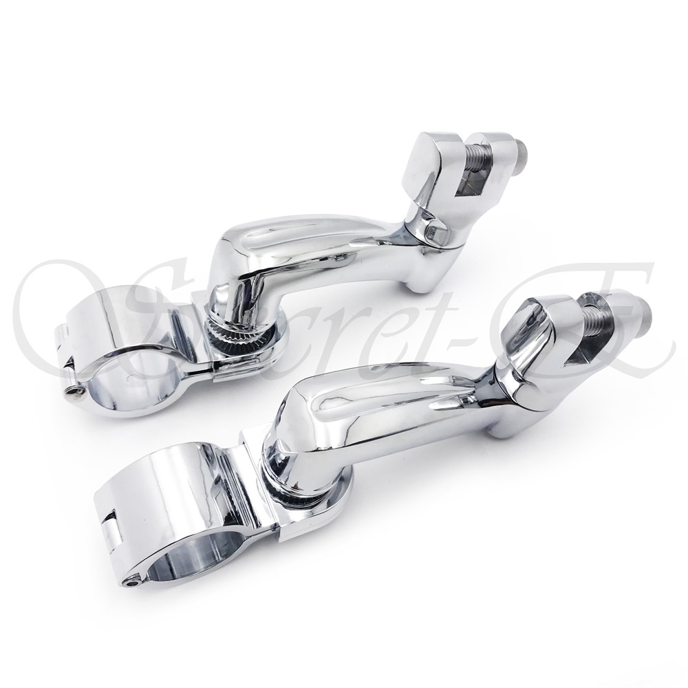 Chrome 360 Adjustable Highway FootPeg Mounting Kit For 1.5