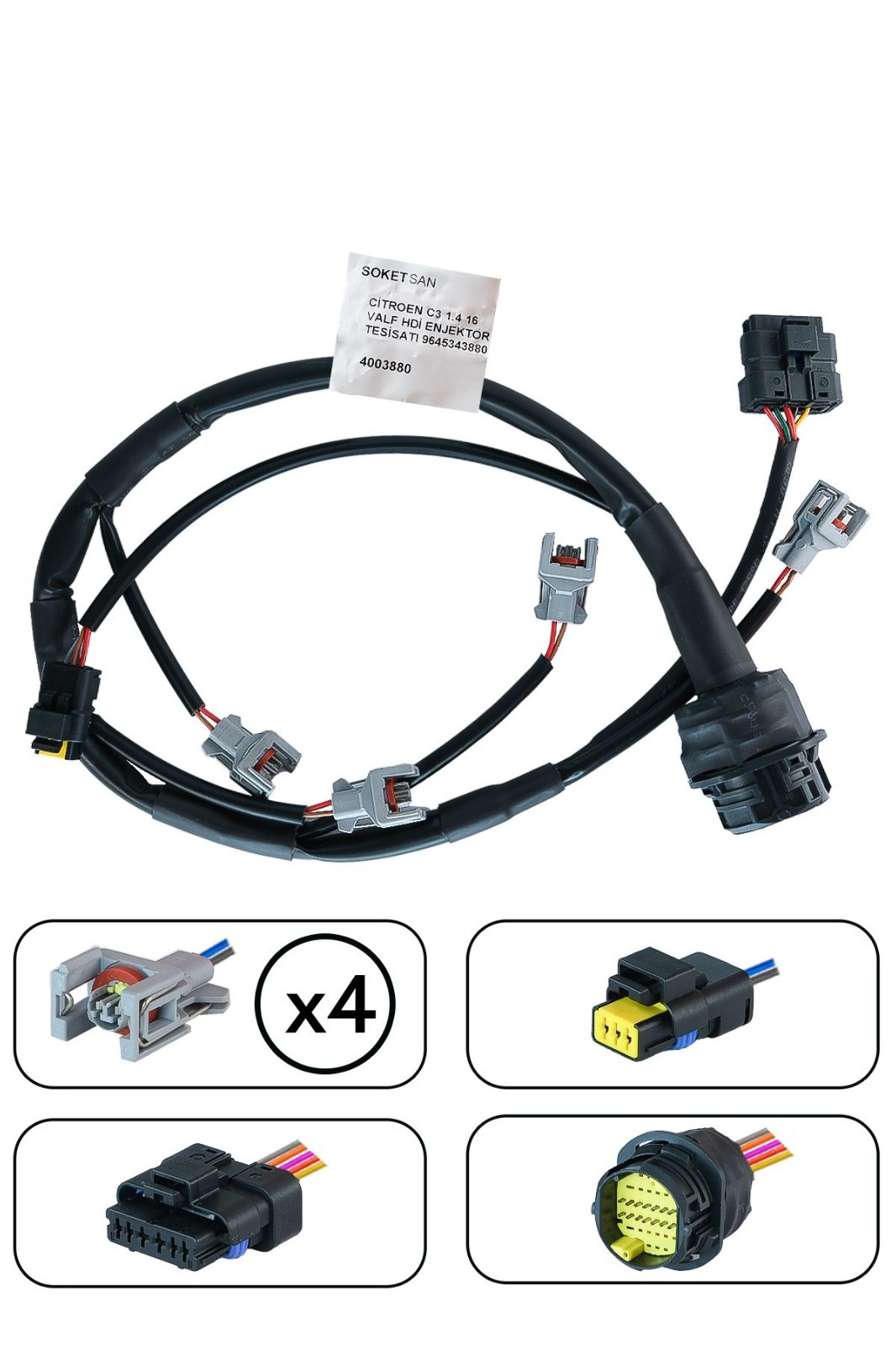 Compatible With Citroen C3 1.4 16V HDI Injector Wiring Harness OEM 9645343880