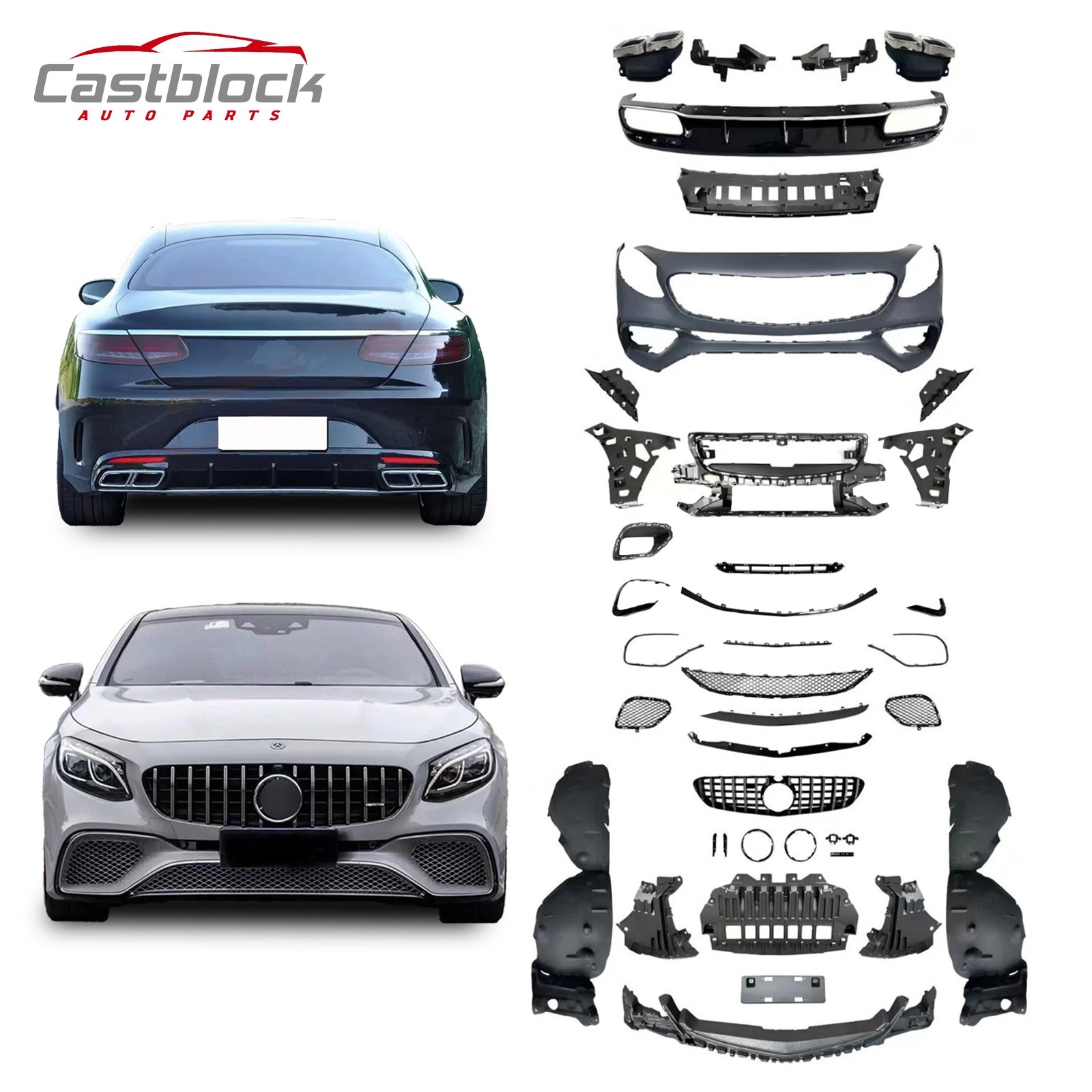 For 2015-2021 Mercedes Benz S Class Coupe W217 C217 S65 AMG Style Bumper Kit