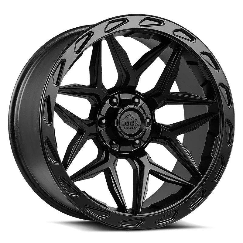22x10 Lock Matrix Matte Black Matte Black Ring Wheels 5x5/5x5.5 (-18mm) Set of 4
