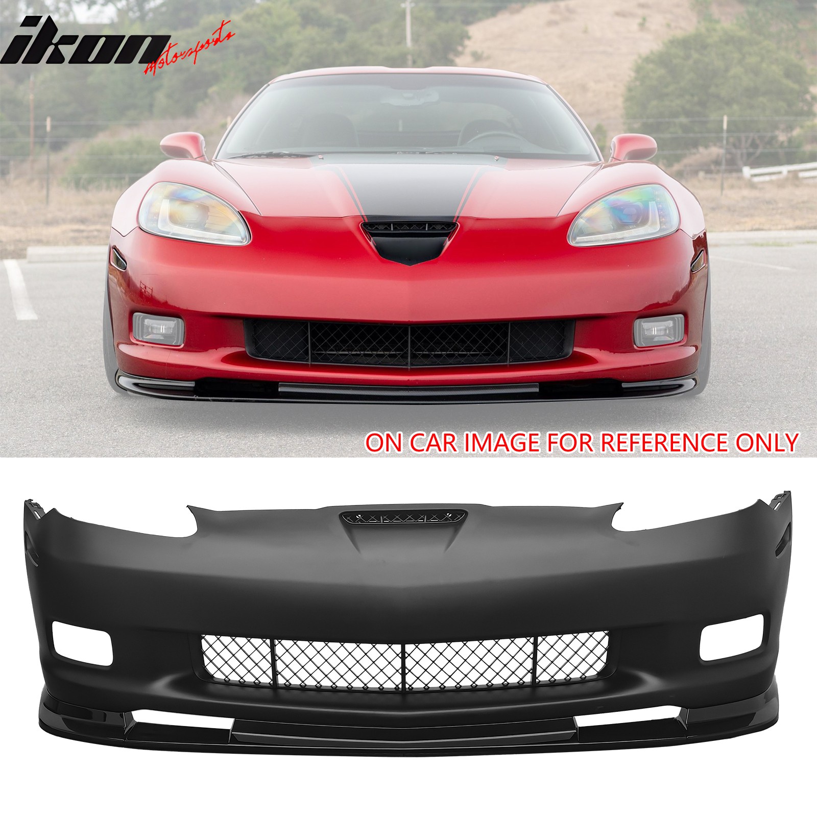 Fits 06-13 Chevrolet Corvette C6 Front Bumper Cover Z06 Style w/ Gloss Black Lip Fits 06-13 Chevrolet Corvette C6 Front Bumper Cover Z06 Style w/ Gloss Black Lip