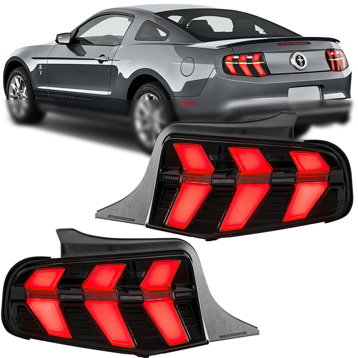 7 Modes Smoked Tail Lights For 2010-2012 Ford Mustang LED with Sequential Signal