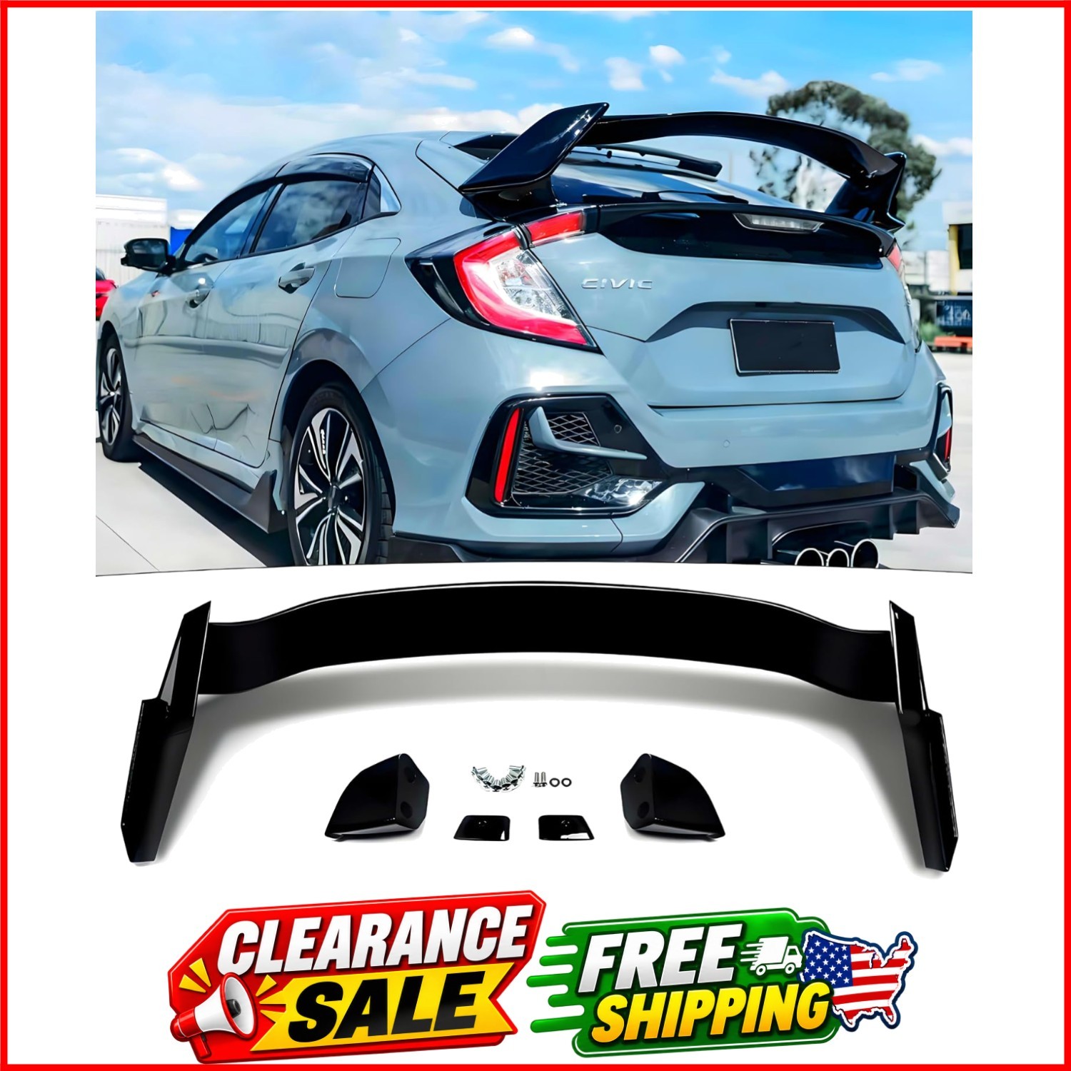 Rear Spoiler Wing for Honda Civic Hatchback 2016-2021 Accessories