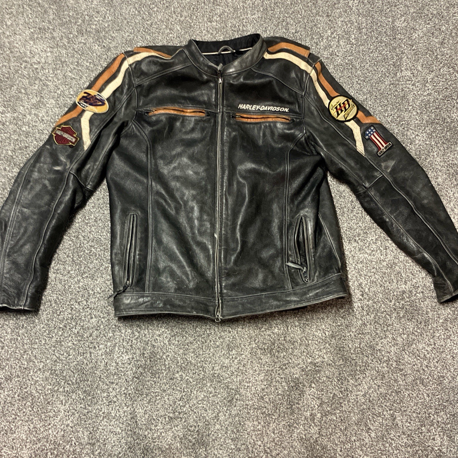 Authentic Harley-Davidson Boulevard Distressed Leather Racing Jacket (Tall Fit)