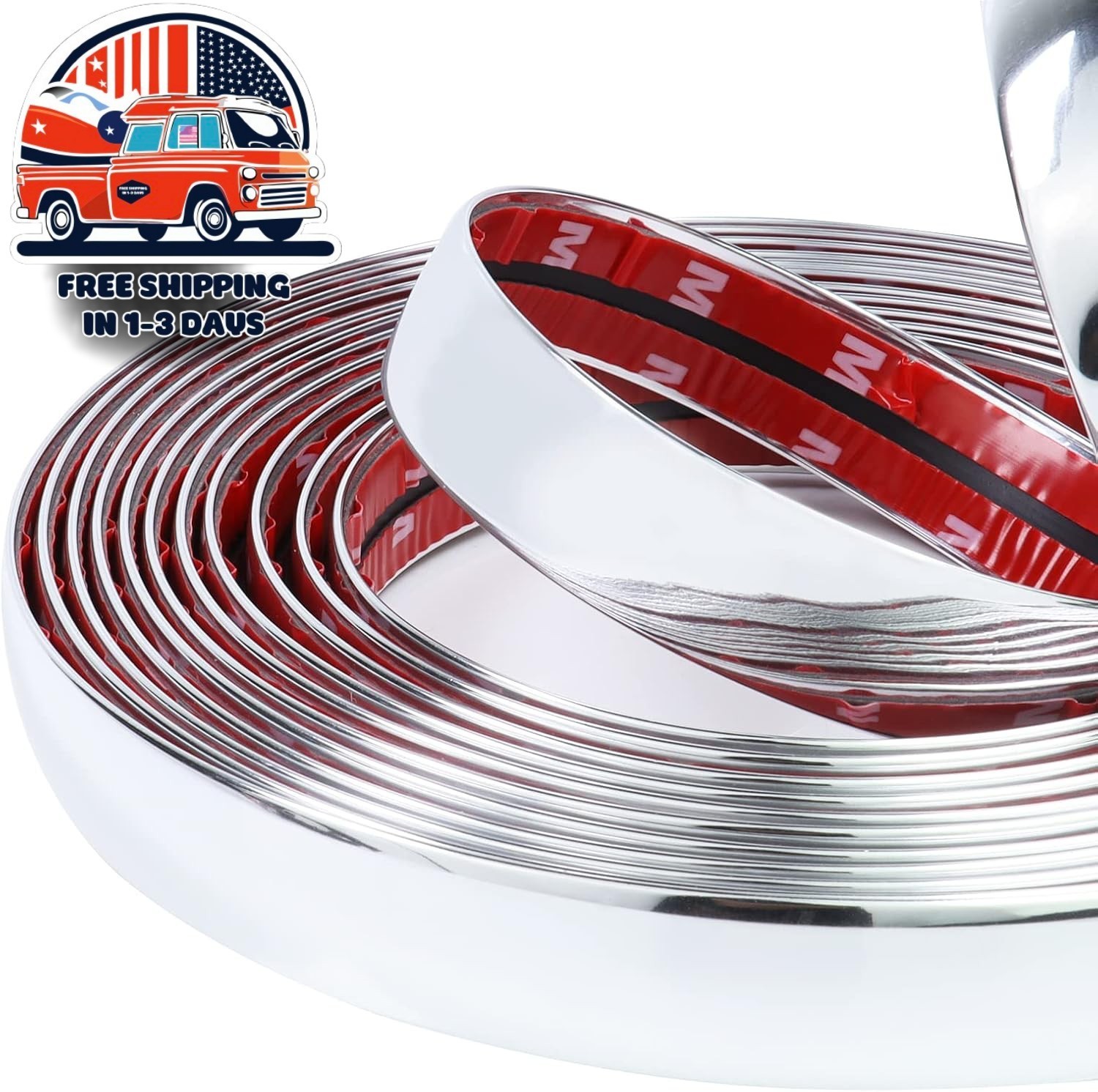 Moldura Cromada Para Coche 25Ft 1 Pulgada Adhesiva Resistente UV Y Rayones Autos