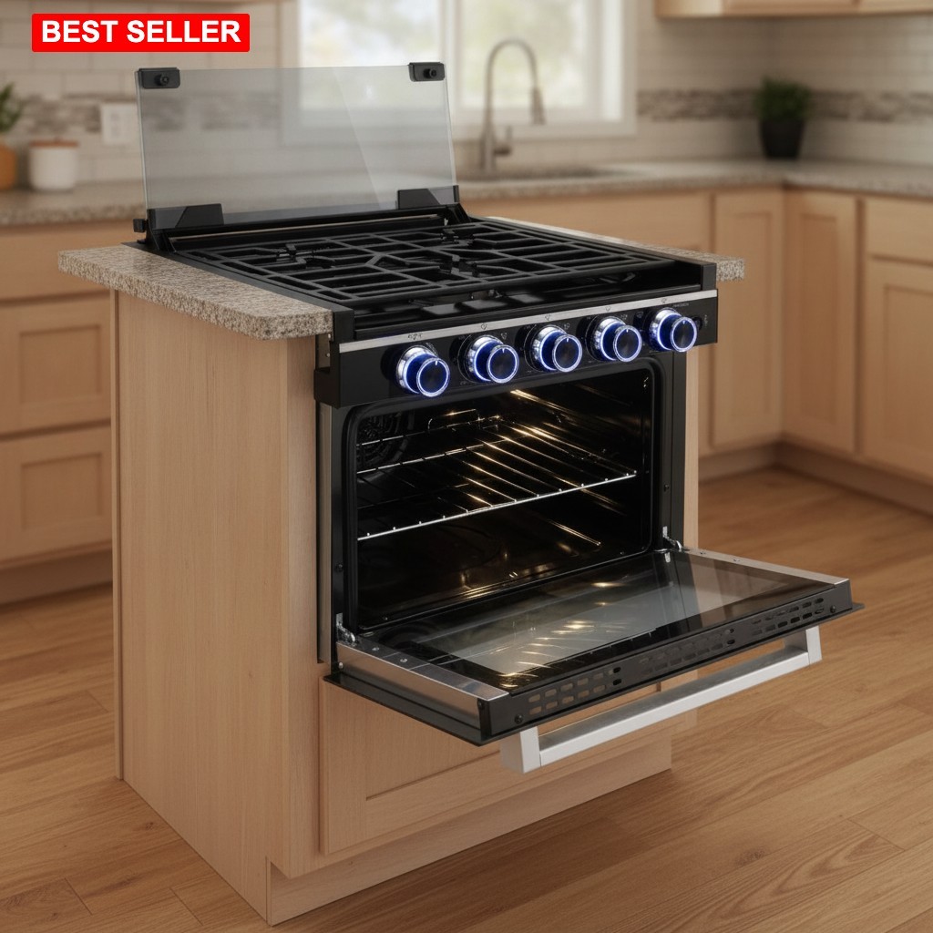 Range 17In Gas Electric Air Fryer 3 Burner Alloy Steel Glossy