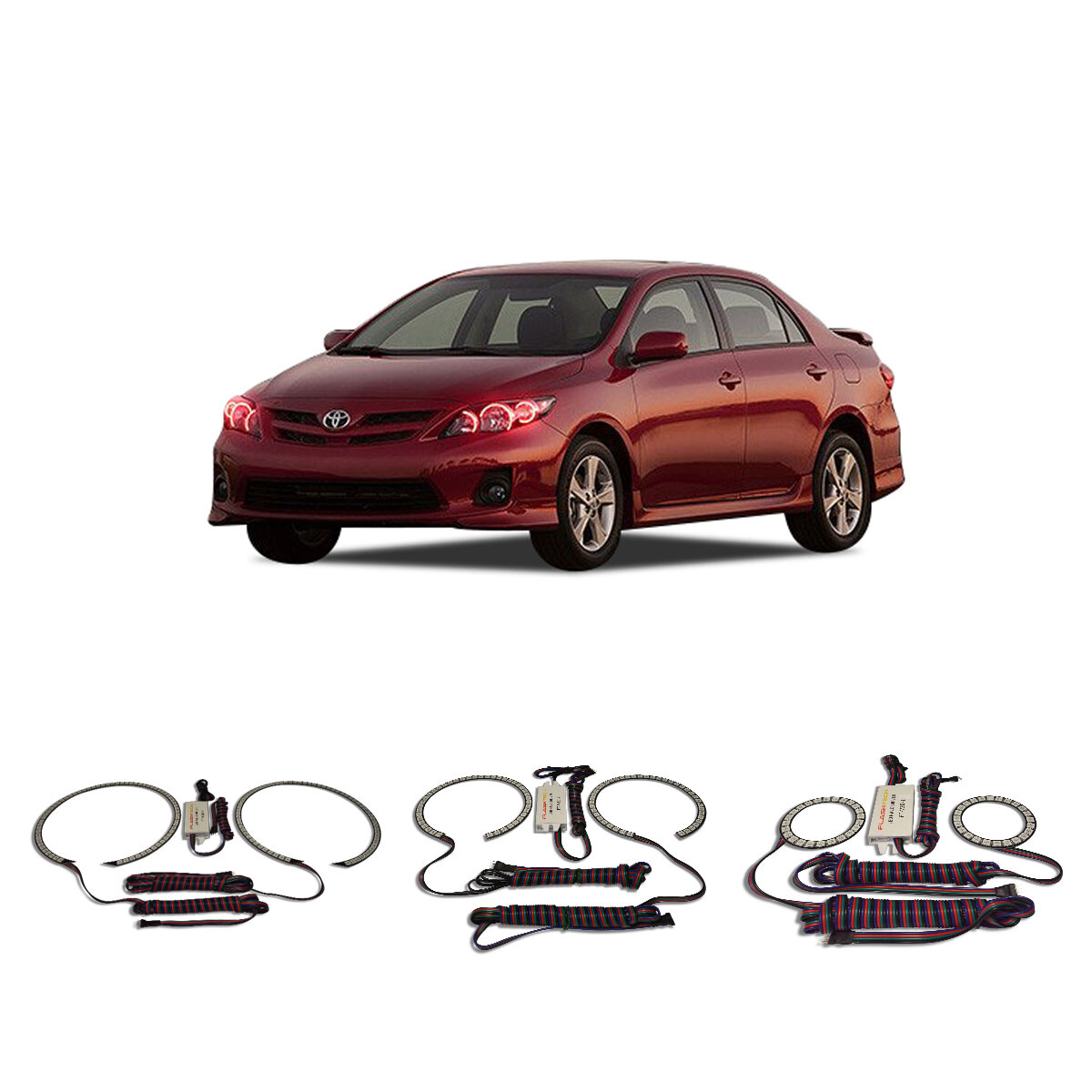 Bright Red Angel Eye Headlight Halo kit for Toyota Corolla 09-10
