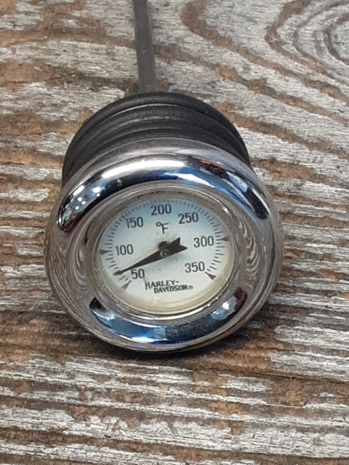 Harley Softail 01 Fatboy Chrome Oil Temperature Dipstick Hard-drive White Face
