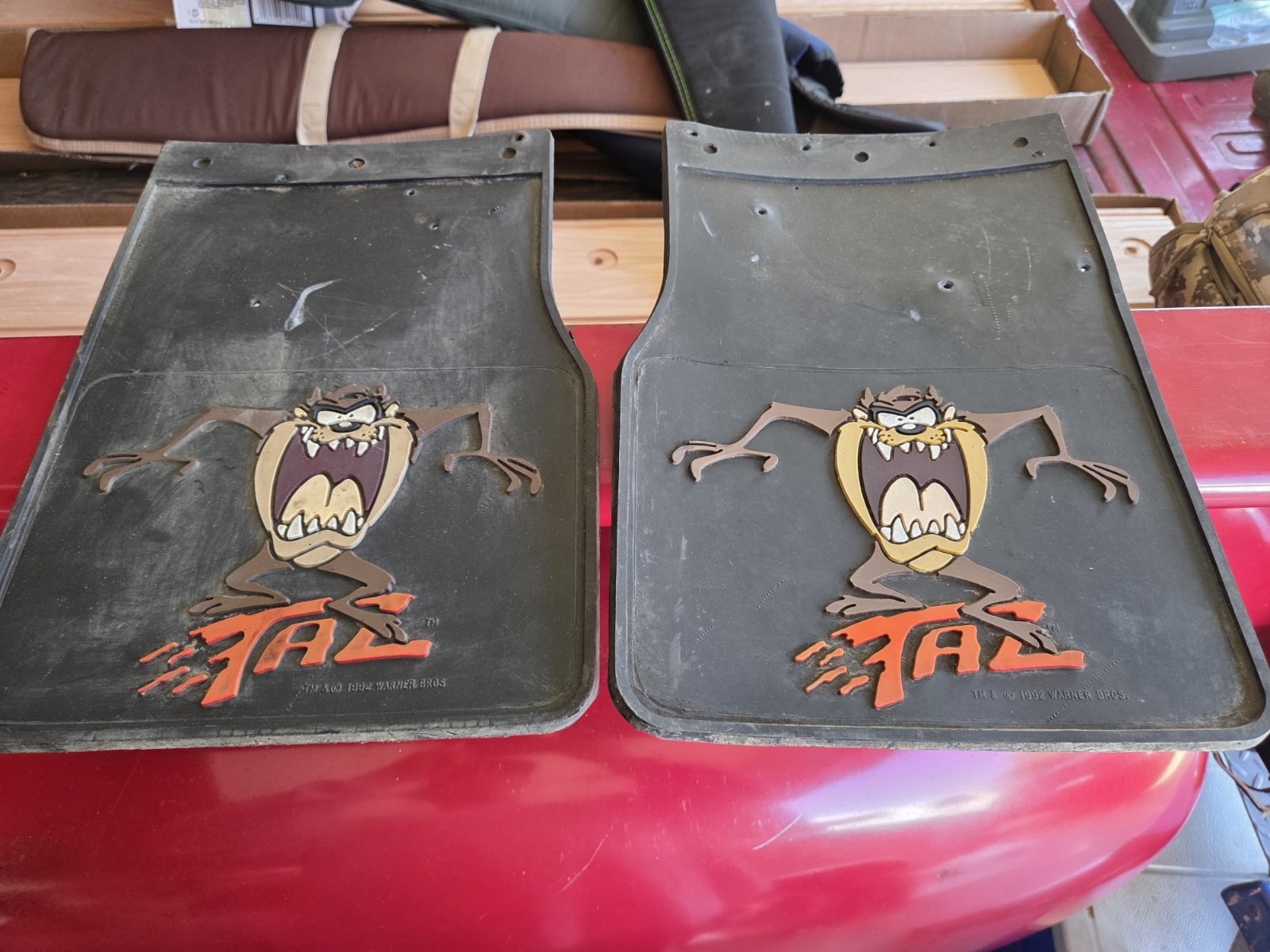Vintage 1992 Taz Truck Mud Guards Flaps Tasmanian Devil 10 X 14 PlastiColor Vintage 1992 Taz Truck Mud Guards Flaps Tasmanian Devil 10 X 14 PlastiColor