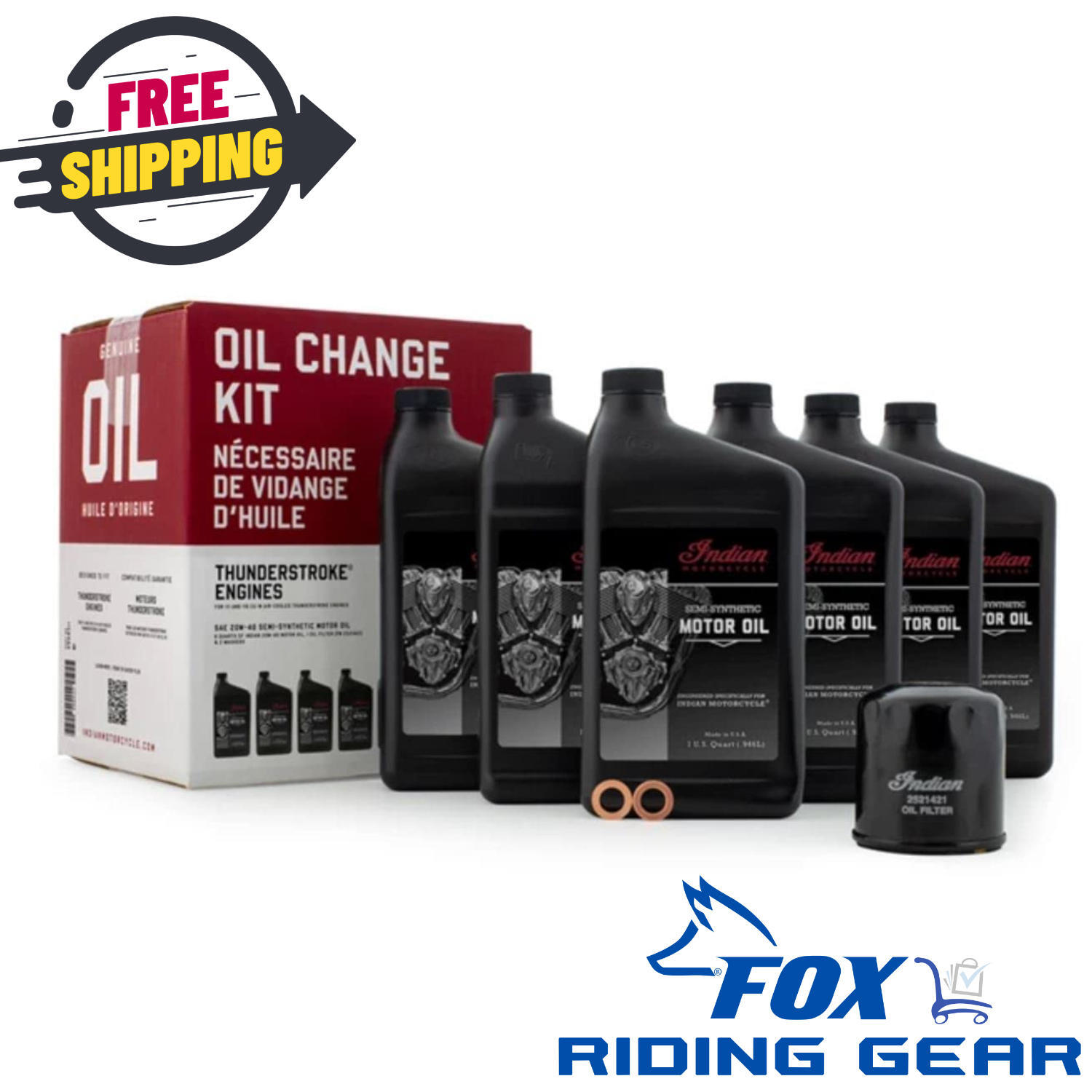 Polaris Indian Thunderstroke 111 116 Oil Change Kit 2889311 OEM Engine Oil