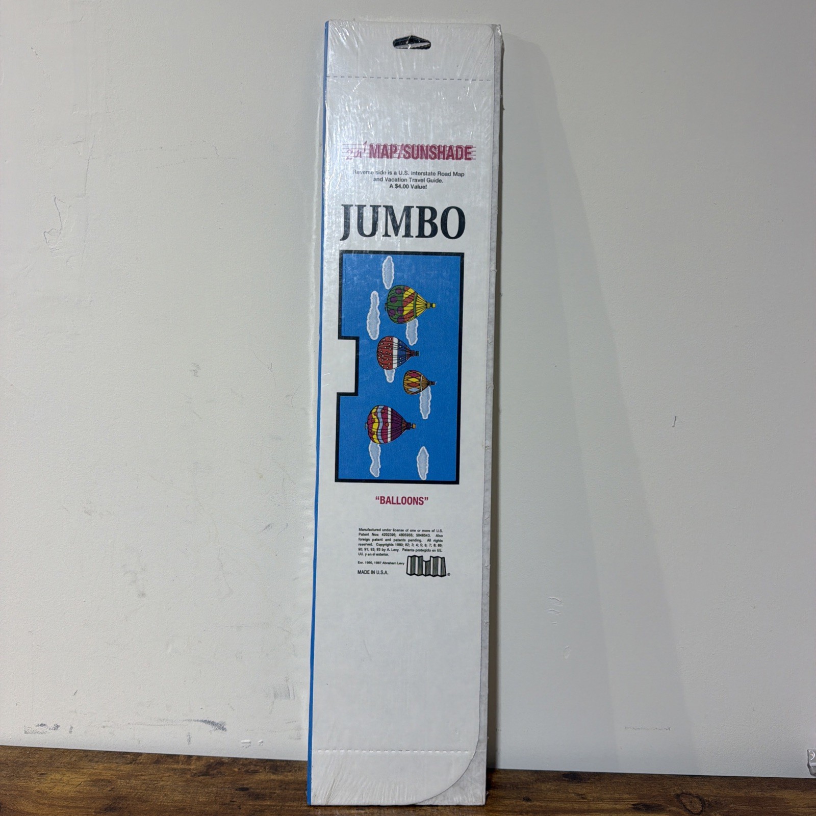 New Vintage AutoShade Jumbo Sunshade Hot Air Balloons + U.S. Map 90s Made In USA